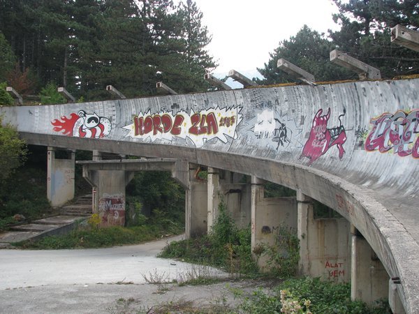 Remains of the bobsleigh track