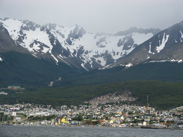 Ushuaia and mountains from the boat