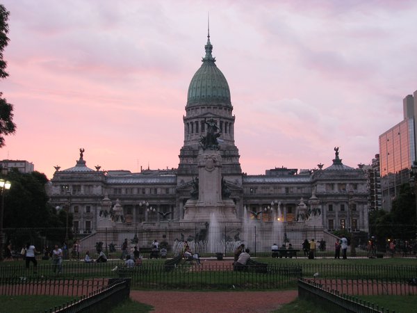 Palacio del Congreso at dusk