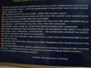 Rules Posted at the Dong Hoi Train Station