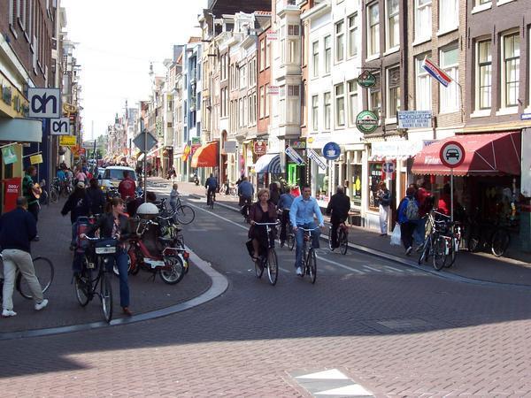 Narrow streets and lots of bikes.