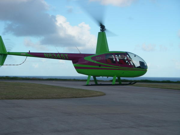 Chopper landing at Saba airport