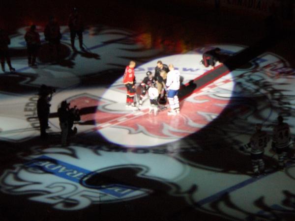 Flames-Leafs ceremonial faceoff