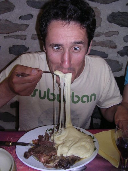 Eating the local dish - aligot - look at the size of that plate