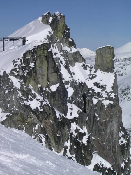 At the top , near the glacier