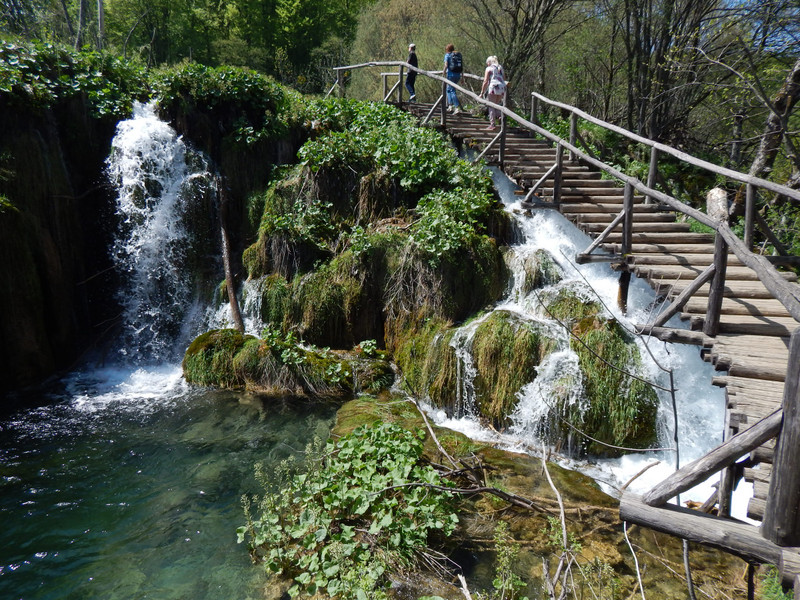 The pathway at the Plitvice Lakes waterfalls