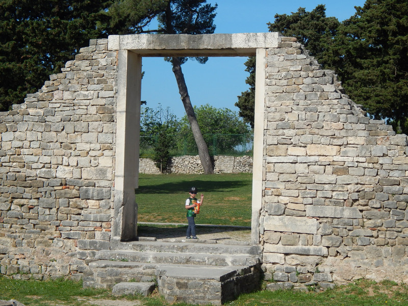 Riley at the Roman ruins at Solina