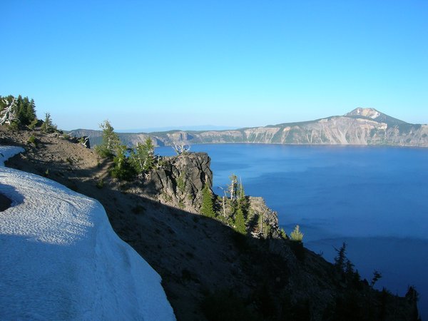 Evening at Crater Lake (yes, that's snow)