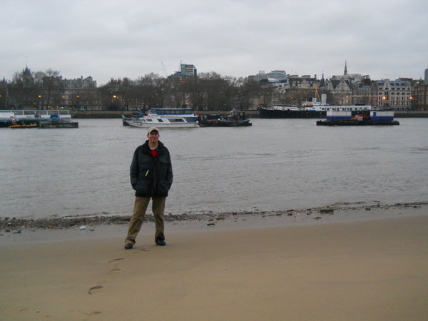 Richard on the beach of the Thames