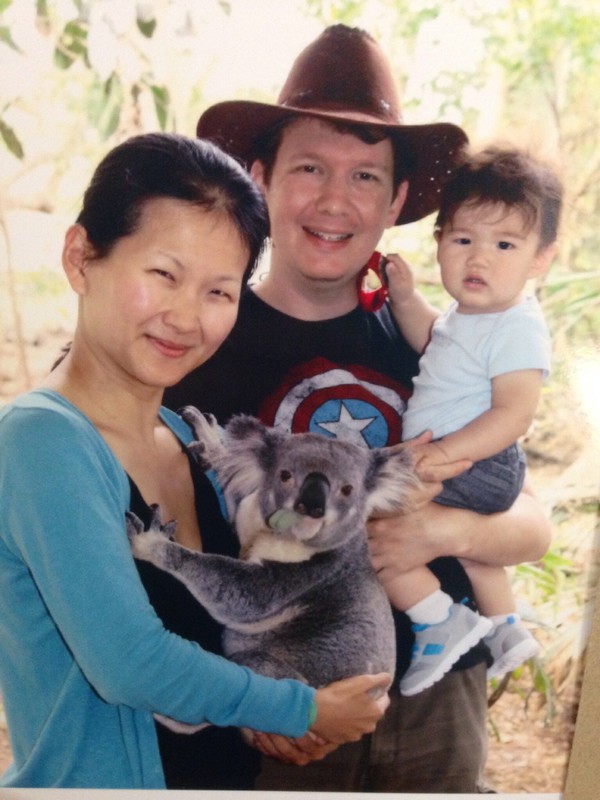 The Johns family and their koala