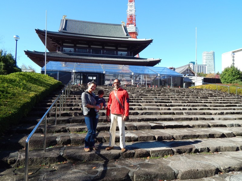 Riley, Ann and Harris at the Zojoji Temple