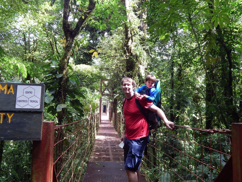 Richard and Riley on the canopy bridge at the Monteverde Cloud Forest