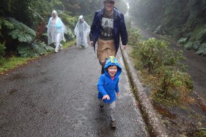 Running in the rain at Volcano Poas