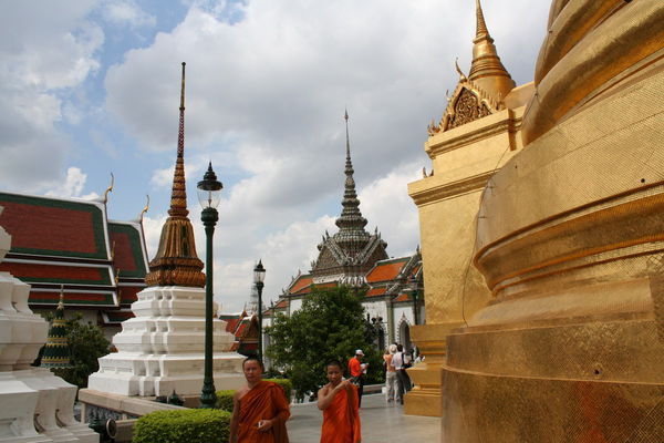 Monks around Wat Phraw complex.