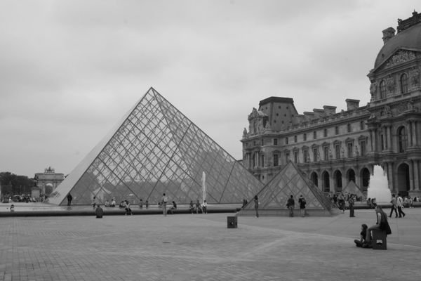 Outside of the Louvre.