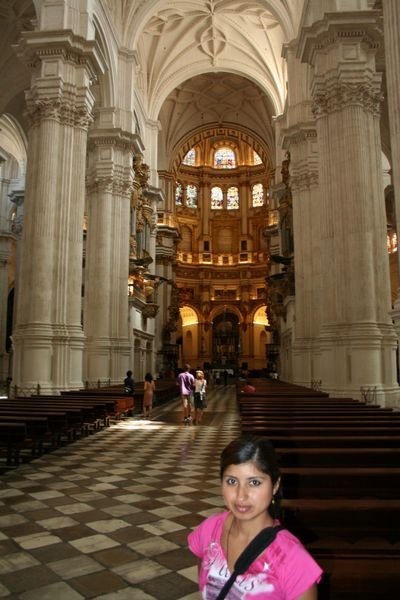 Venny inside the church, Granada.