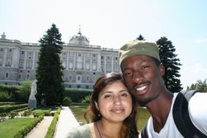 Us in front of palace, Madrid