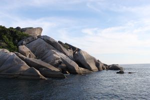 Huge boulders dotted coastline