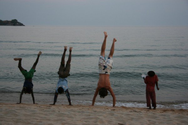 Messing about with the locals - Kande Beach
