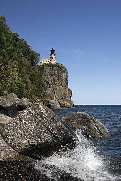 Split Rock Lighthouse from the shoreline