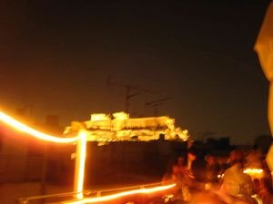 View of Parthenon from roof-top bar
