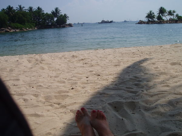 Me sitting on the beach soaking up my travelling experience so far and the sun!!!!!  heavenly!!!!!