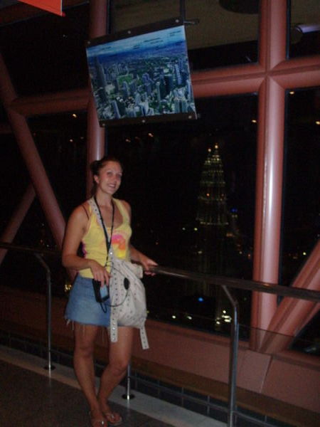 Me up the tower at night....great views.....look how thin i look....i wish!!!!