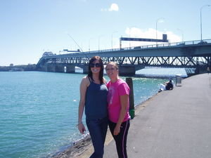 me & elise at the harbour ready to try and bungy!!!!!