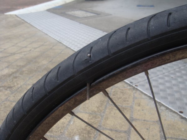 one of the many punctures i got on my bike