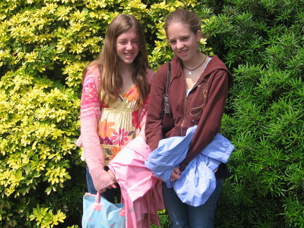 my sister and i infront of a garden
