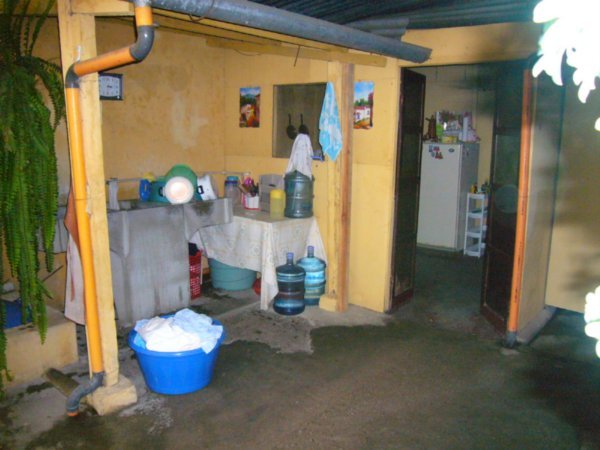 dishwashing area and kitchen