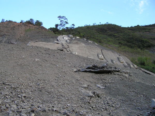 Landslide on the new Coroico road