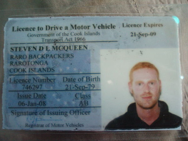 Cook Islands Driver's License - McQueen