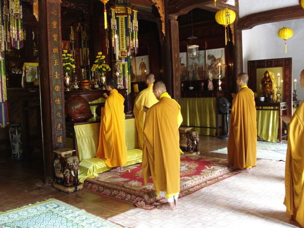 Monks at Thien Mu Pagoda - Hue', Vietnam