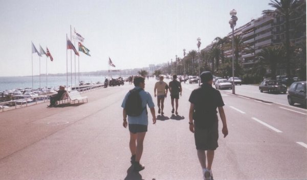 Trung Om His Infamous "I'm wearing only boxer shorts out today" stroll along Cannes prominade