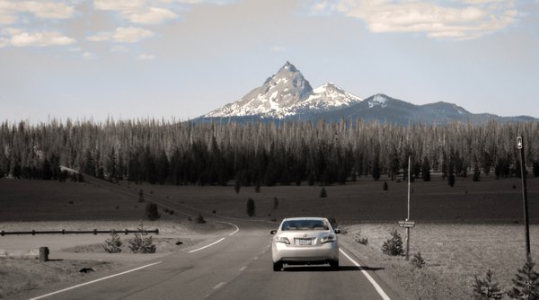 On the Road to Bend, Oregon - B&W