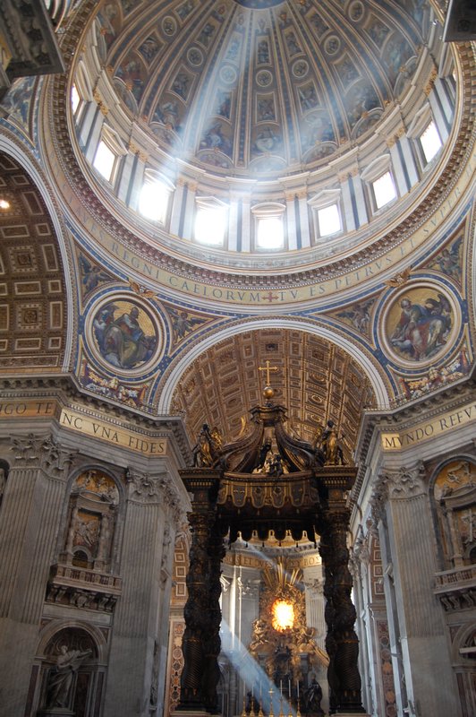 Light strobes into St Peter's Basillica