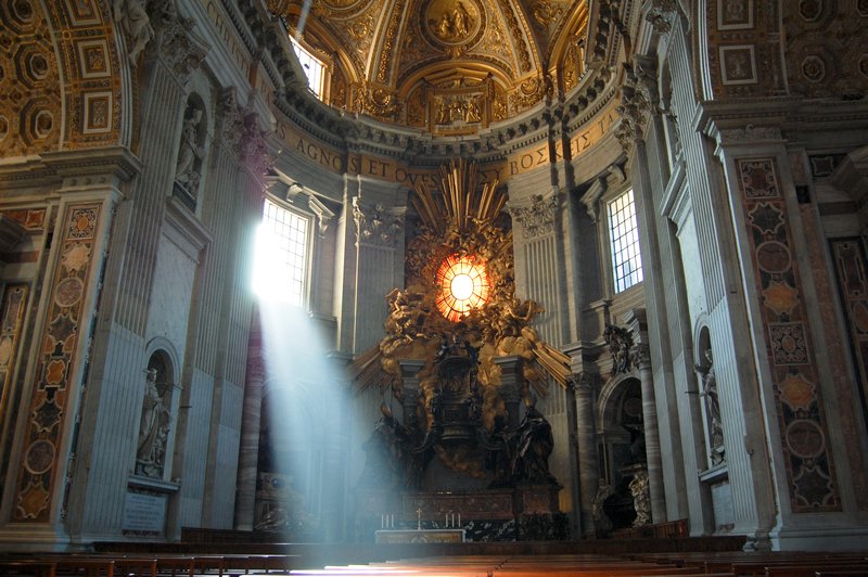 Shafts of light flood into St Peter's Basillica