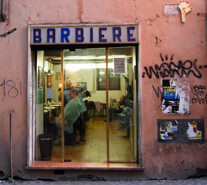 A crumbly old barbiere in Trastevere, Rome