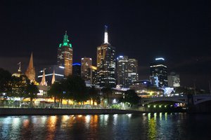 Melbourne Skyline By The Yarra River