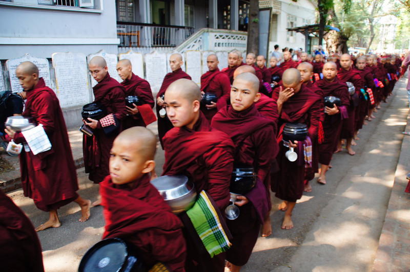 Monks Lined Up For Breakfast