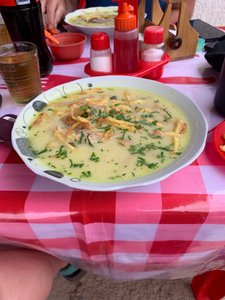 Traditional Peanut Soup -does not taste like peanuts and has French fries in it!