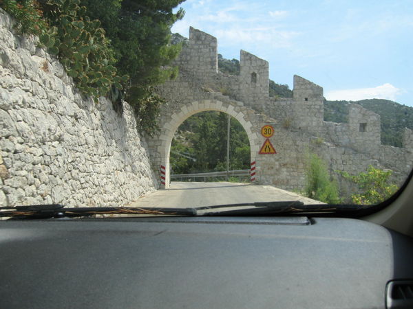 driving out of  the fortress on the hill