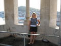 At the top of the bell tower