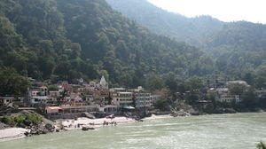 Rishikesh from the Laxman Jhoola Bridge over the Ganges