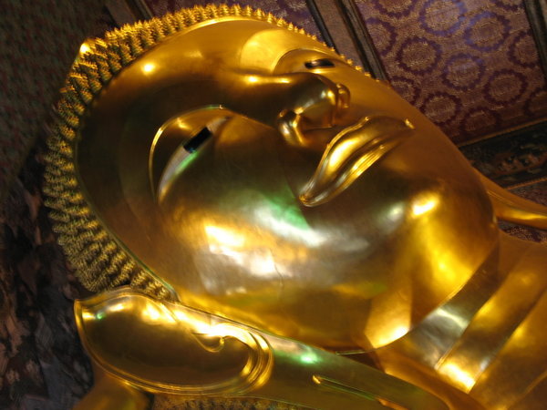 The face of the Reclining Buddha at Wat Po
