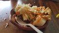 Esteli chicharron and yucca, salad