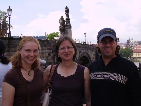 Sarah, Doris, and Nick in front of the Charles Bridge