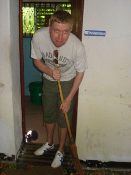 sweeping up