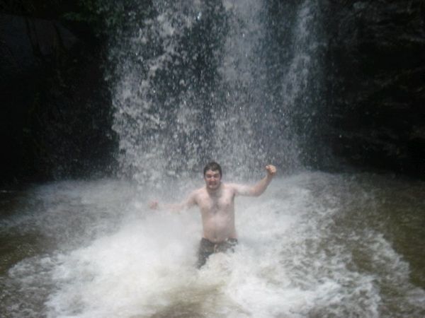 Sean in the waterfall